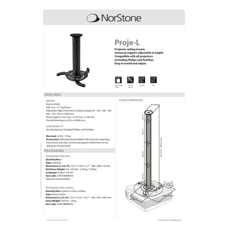 Norstone Proje-L projektor konzol - 2