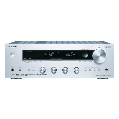 Onkyo TX-8270 DAB + hálózatképes sztereó rádióerősítő, ezüst színben