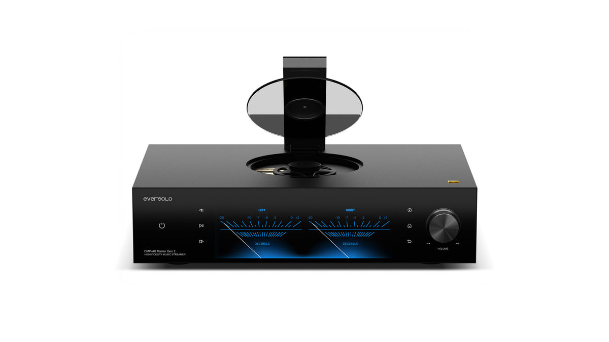 Eversolo DMP-A8 Master Edition Gen 2 streamer és CD-lejátszó, felnyitott CD-fedéllel