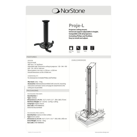 Norstone Proje-L projektor konzol - 2
